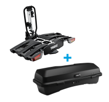 Thule EasyFold XT 3 Tow Bar Mounted Bike Carrier With Santu Cargo Box Bundle 