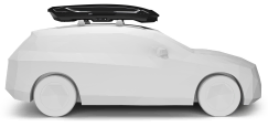 Thule Motion 3 XL Low - Mounted to a vehicles roof rack showing its sleek low-profile shape