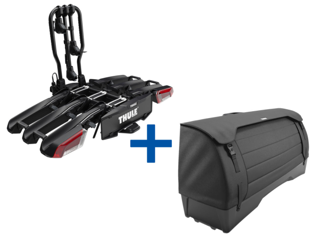 Thule Onto 2 Tow Bar Mounted Cargo Box With Thule Easyfold 3 Bike Carrier Package Bundle With UK Delivery 