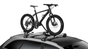 Thule ProRide Roof Mounted Cycle Carrier With ProRide FatBike Adapter Fitted And A FatBike Mounted